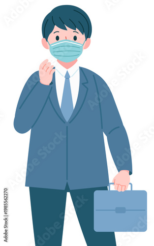 Man wearing face mask to work to prevent the COVID-19