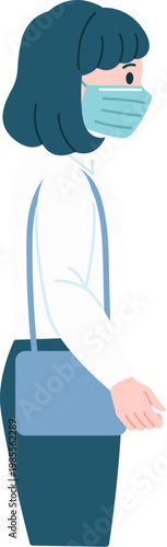 Female worker waiting with wearing facial mask