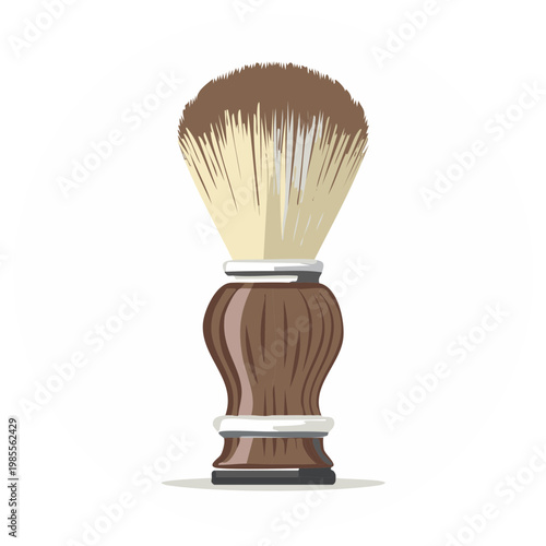 Traditional Brown Shaving Brush with Cream Bristles and White Accents