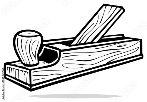 Traditional woodworking hand plane tool illustration for carpentry and craftsmanship