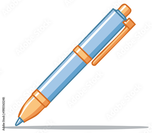 Colorful vector illustration of a modern ballpoint pen for office school supplies