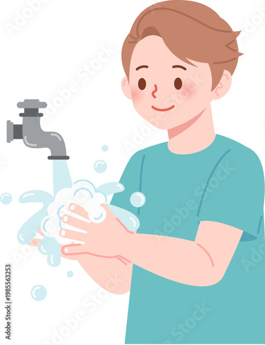 Boy washing hands