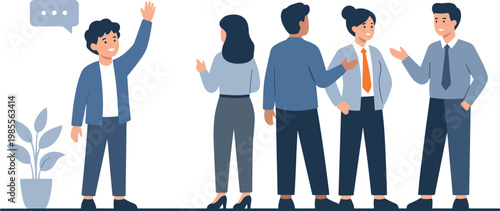 Business people discussing with gestures in an office setting indoors