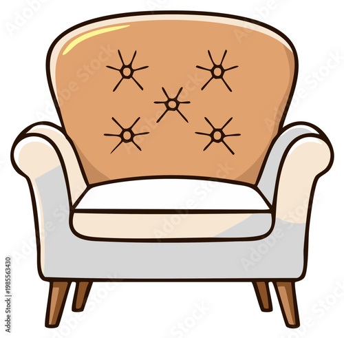 Classic Tufted Armchair Illustration Cozy Seating Furniture Element