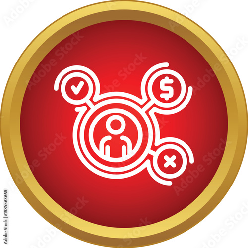 Person icon representing a candidate with options for approval, rejection, and financial consideration
