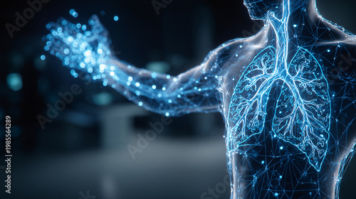 Digital human lungs healthcare concept