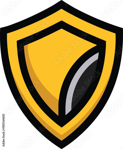 Shield Icon With Yellow And Black Color Vector, illustration