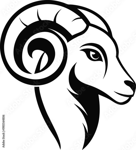 Aries Zodiac Symbol Black and White Illustration Vector, illustration