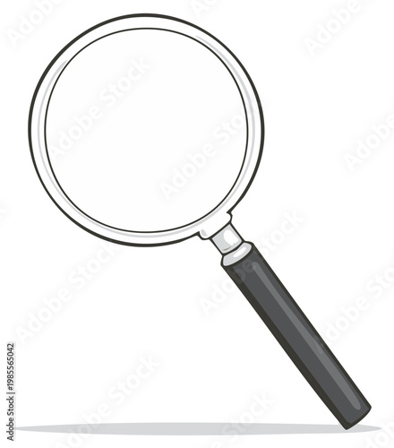Cartoon illustration of a magnifying glass for searching or investigation