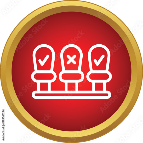 Three chairs with checkmark and cross symbols showing available and unavailable seats