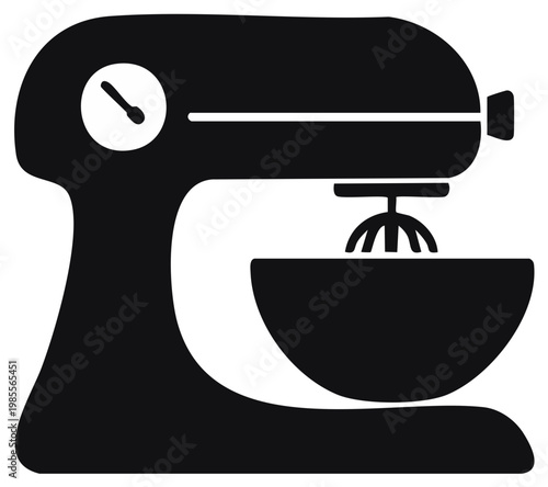 Kitchen stand mixer preparing dough for baking a cake or bread with its beaters in a bowl