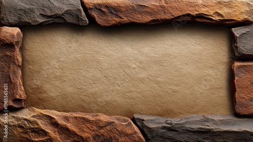 Textured Background with Natural Stone Frame, Organic Materials, Earthy Tones, Perfect for Custom Designs, Posters, and Creative Projects