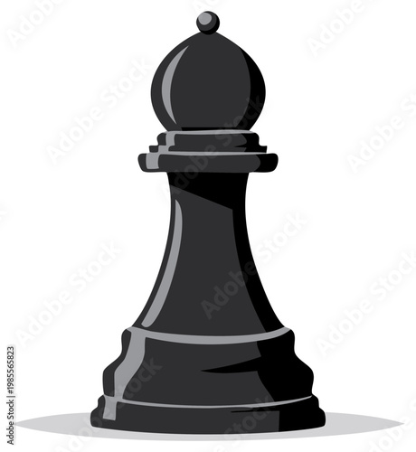 Black Chess Pawn Piece Vector Illustration Strategic Board Game Symbol