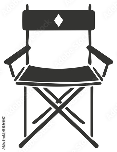 Classic Director's Chair Illustration with Armrests, Diamond Accent, and Folding Design