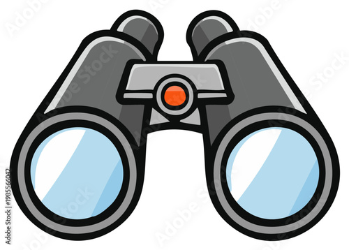 Cartoon Binoculars with Orange Focus Knob for Bird Watching and Outdoor Exploration Fun Illustration