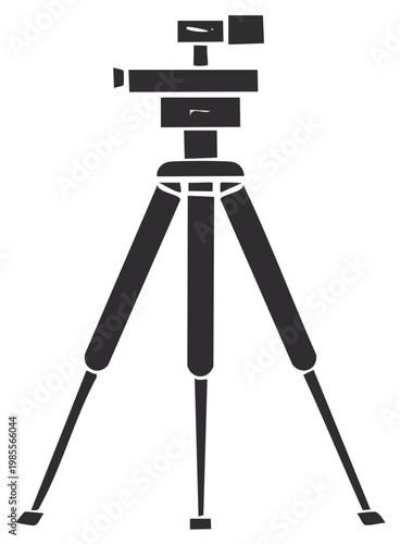 Silhouette of a Video Camera on a Tripod, Shooting Equipment, Filmmaking Tools, Audio Recording, Photography Studio