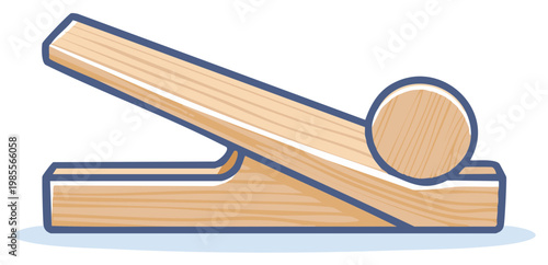 Vector illustration of a wooden clothespin with visible wood grain texture