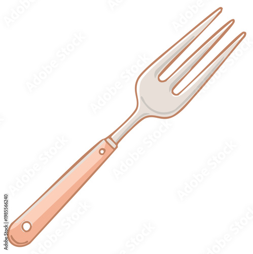 Kitchen carving meat fork with a wooden handle vector illustration icon
