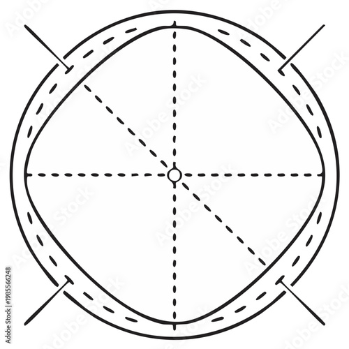 Abstract Square Circle Hybrid Geometric Shape Illustration