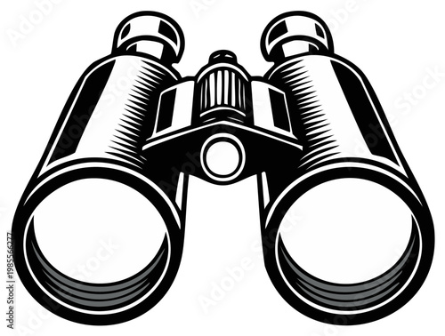Illustration of Binoculars for Exploration and Observation Purpose in Black and White Style
