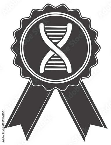 DNA Strand in a Rosette Ribbon Icon for Science Awards and Genetic Research