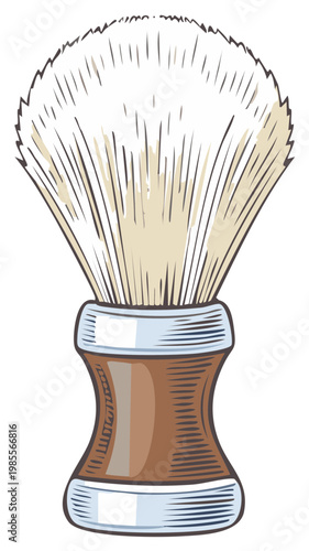 Hand drawn classic shaving brush illustration for barbershop and wet shave routine