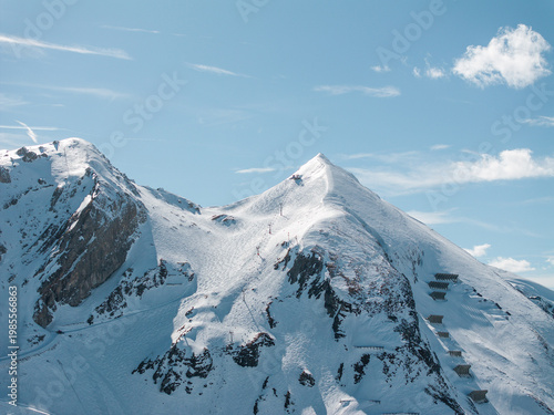 The Gamsleiten peak and the historic Gamsleiten 2 in Obertauern Austria
