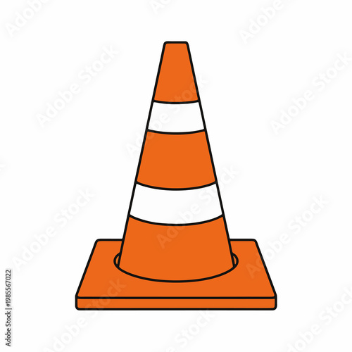 Orange Striped Traffic Cone Road Safety Vector Icon