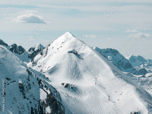 The Gamsleiten peak and the historic Gamsleiten 2 in Obertauern Austria