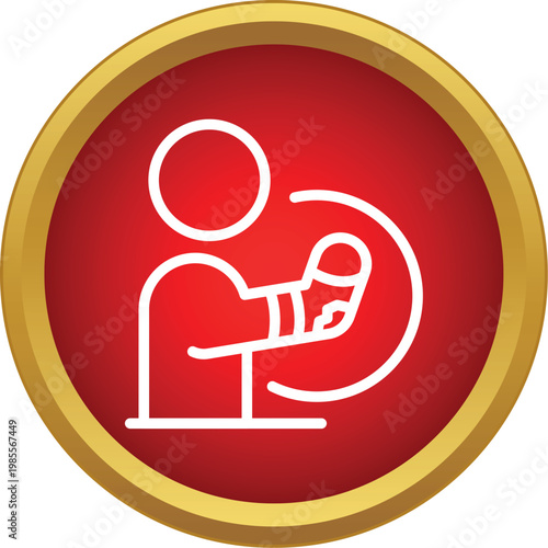 Person receiving medical care for a fractured arm in a sling