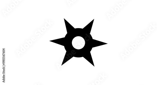 Abstract vector graphic of a six pointed star shape with a central circular hole design on white background isolated for design and decoration