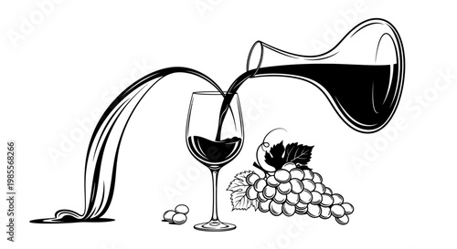 Red wine pouring into glass cup.