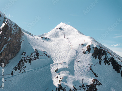 The Gamsleiten peak and the historic Gamsleiten 2 in Obertauern Austria