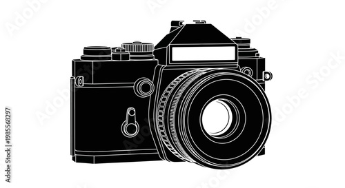 Camera body with lens attached side.