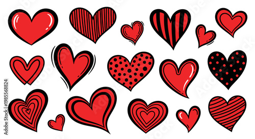 Collection of Red and Black Hearts.