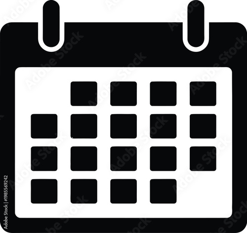 Minimalist black calendar icon for scheduling appointments and managing time effectively