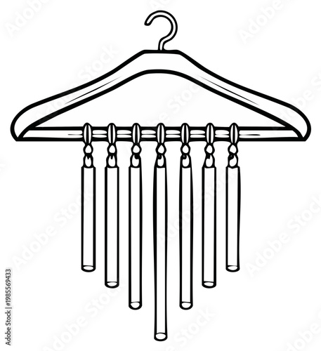 Hanger with Tassels Line Art Drawing Home Decor Accessory Fashion Element Clothes Storage Solution