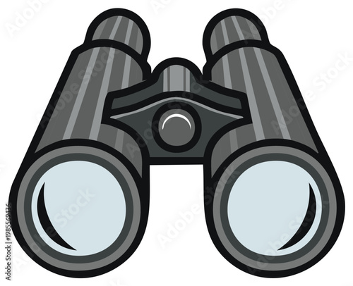 Gray Binoculars Tool Illustration Featuring Lens for Viewing and Observation Activities