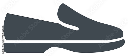 Minimalist Dark Grey Loafer Shoe Icon Vector Illustration