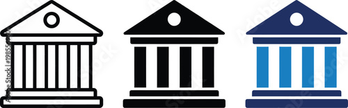 Vector illustration of bank building icons in different colors