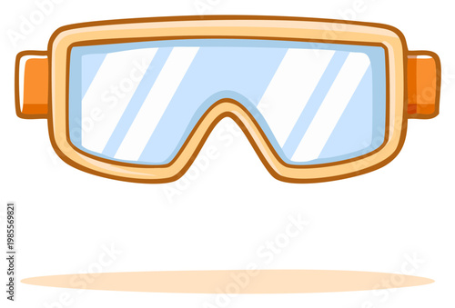 Isolated cartoon illustration of protective ski or safety goggles for winter sports