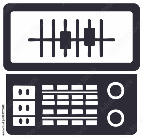 Sound Equalizer Controller with Faders and Buttons in Vector Style