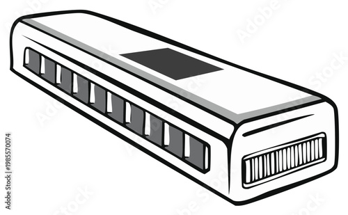 Simple Outline Illustration of a Diatonic Harmonica