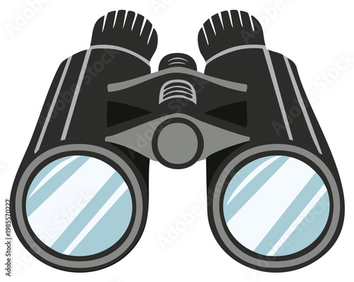 Black optical binoculars for viewing and exploration illustration