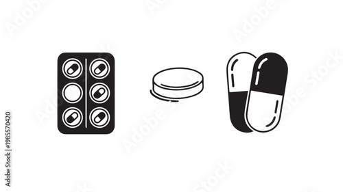 Medical pills and capsules illustration