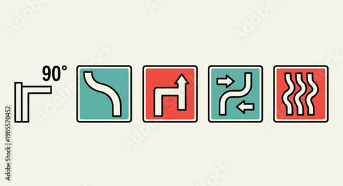 Collection of European road traffic signs indicating directions and turns.