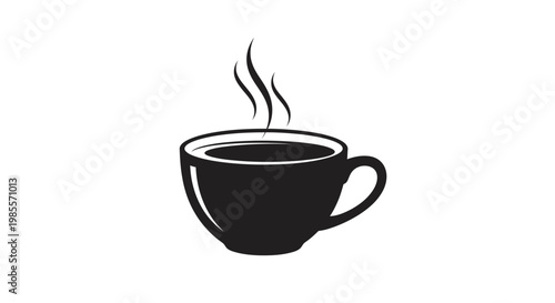 Steaming hot coffee cup icon.