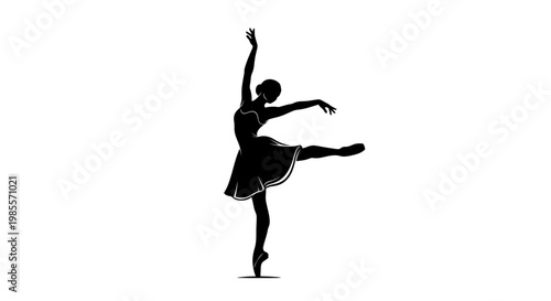 Silhouette of female ballet dancer posing.