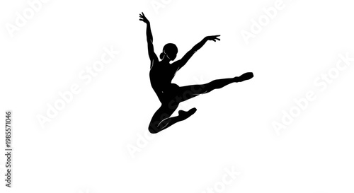 Silhouette of a Ballet Dancer Jumping.