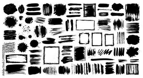 Black and white brush strokes collection.